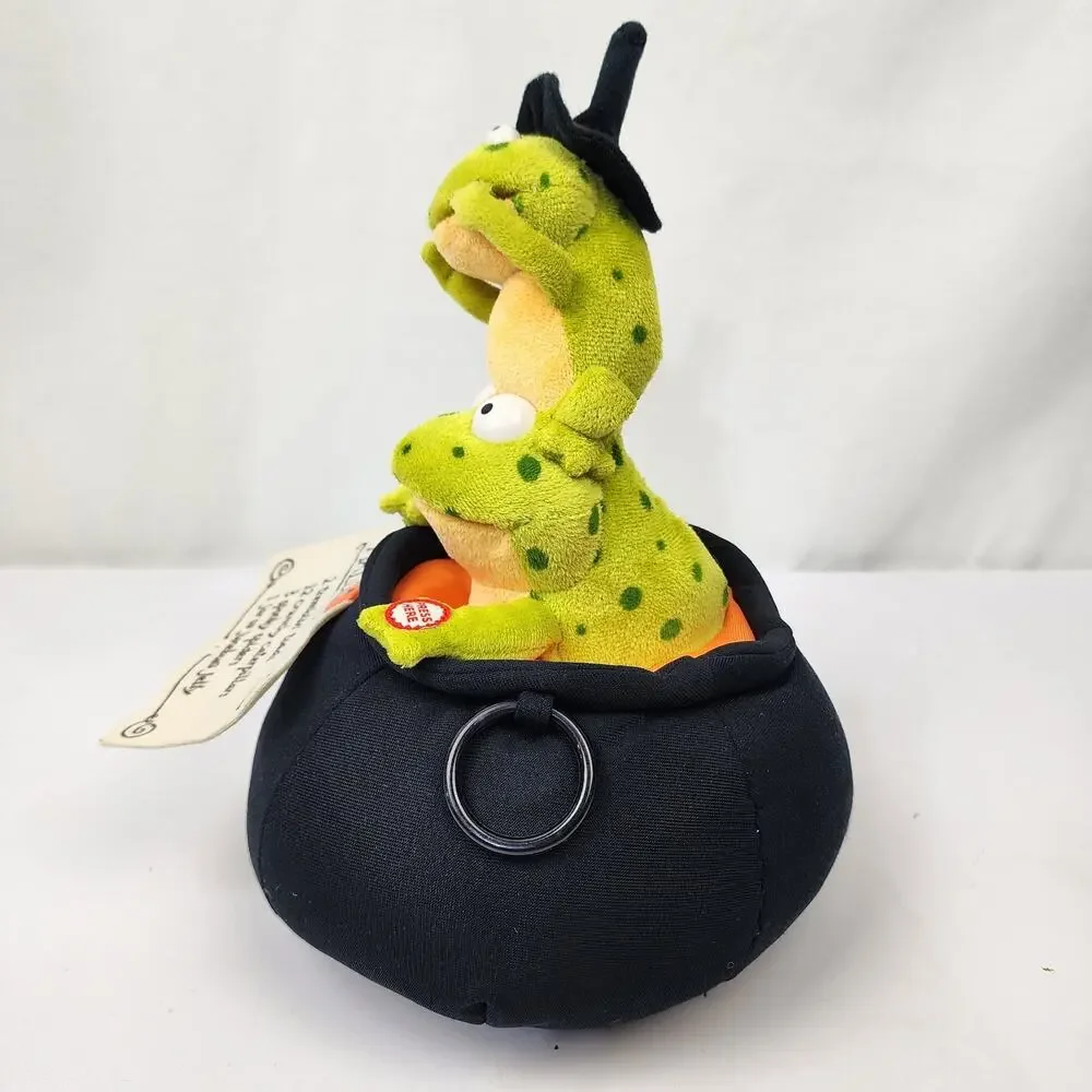 Hallmark Animated Halloween Trembling Toads Stew Pot Singing Lighted Frogs Plush